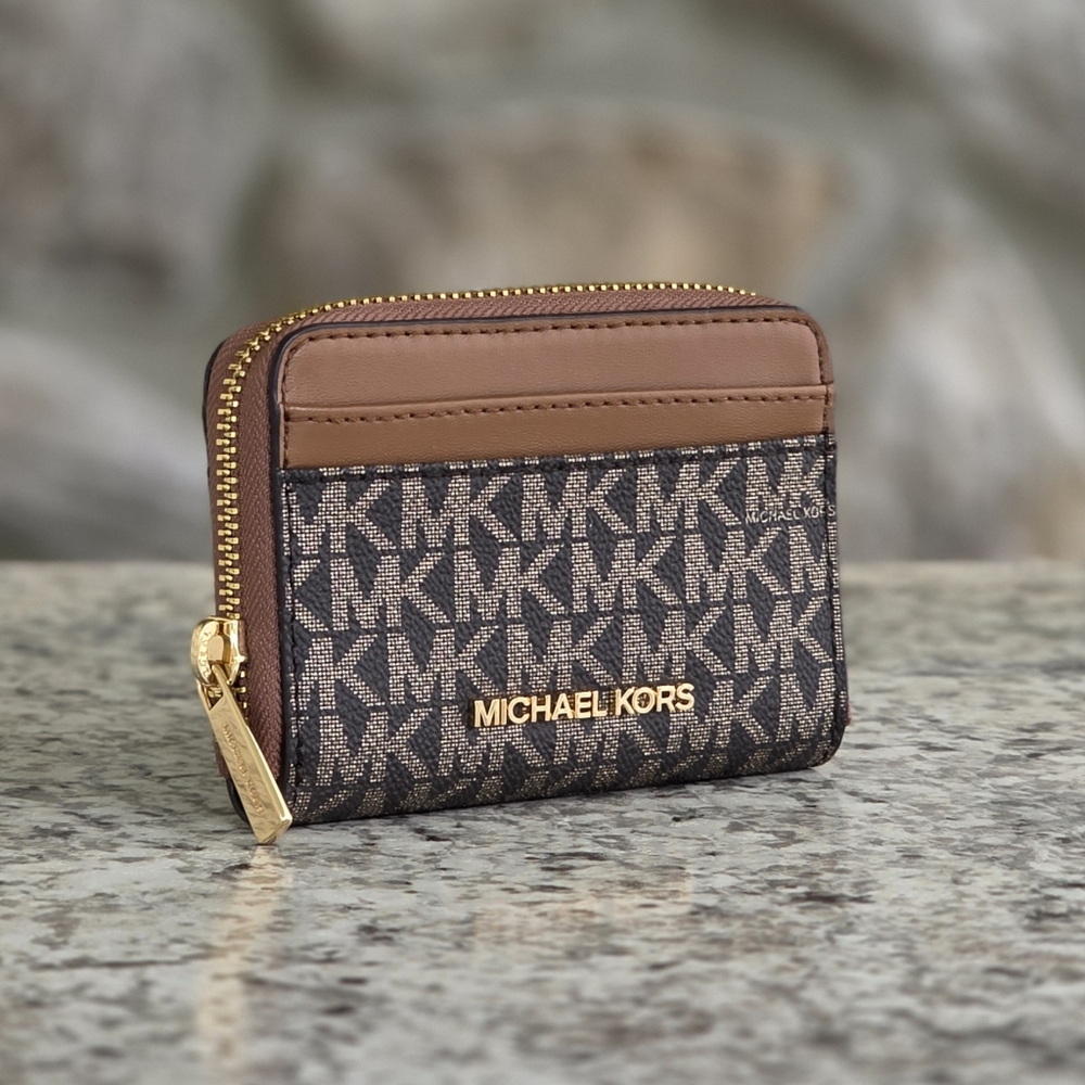 Michael Kors Jet Set Logo Medium Browm Card Case Wallet